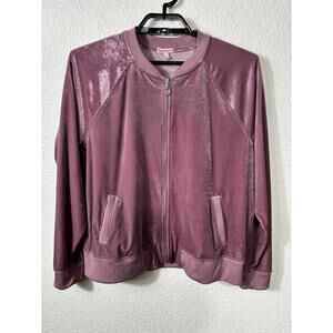 Juicy Couture‎ Track Jacket Womens XL Purple Metallic Long Sleeve Pockets